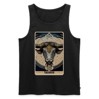 Taureau Astrologie Constellation Carte de Tarot du Zodiaque Sorcière - Débardeur bio Premium Homme - noir - Devant - AI Model Male 178 light (178cm)