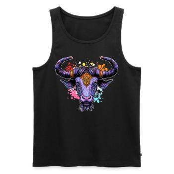 Watercolor Bull Taurus Zodiac Sign Colorful Astrol - Männer Premium Bio Tank Top - Schwarz - Vorne - AI Model Male 178 light (178cm)