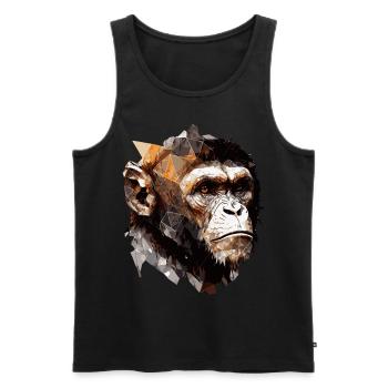 Geometric Monkey Head Abstract Polygonal Wild Anim - Men's Premium Organic Tank Top - black - Front - AI Model Male 178 light (178cm)