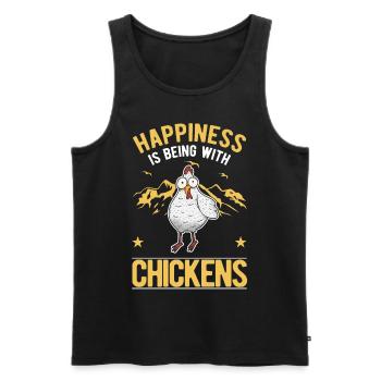 Le bonheur, c’est d’être avec Chickens Hühner - Débardeur bio Premium Homme - noir - Devant - AI Model Male 178 light (178cm)