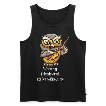 Coffeeholic Coffee Drinker Bird - Men's Premium Organic Tank Top - black - Front - Michal (187cm)