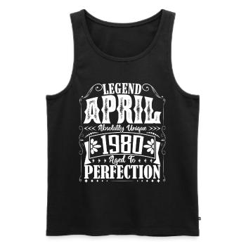 Avril 1980. Anniversaire avril 1980. Cadeau 1980. - Débardeur bio Premium Homme - noir - Devant - Michal (187cm)