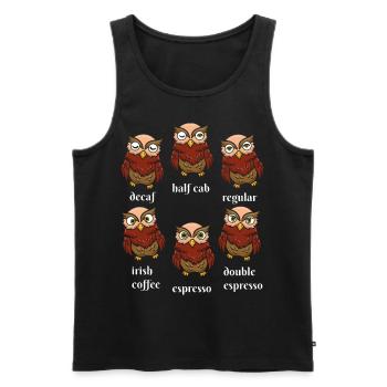 Bird Whisperer Owl Caffeine Drinker - Men's Premium Organic Tank Top - black - Front - Michal (187cm)
