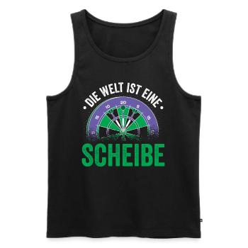 Dart Die Welt ist eine Scheibe - Männer Premium Bio Tank Top - Schwarz - Vorne - AI Model Male 178 light (178cm)