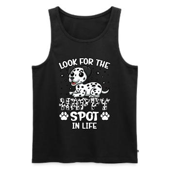 Look for the happy spot in life - Männer Premium Bio Tank Top - Schwarz - Vorne - Michal (187cm)