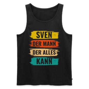 Sven Der Mann Der Alles Kann Vorname Sven - Männer Premium Bio Tank Top - Schwarz - Vorne - AI Model Male 178 light (178cm)
