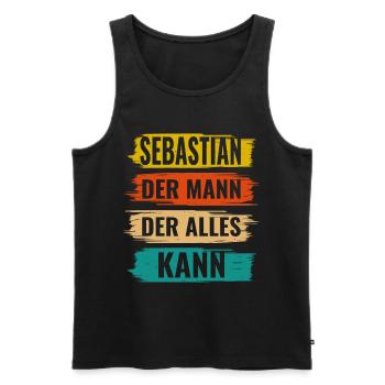 Sebastian Der Mann Der Alles Kann Name Sebastian - Männer Premium Bio Tank Top - Schwarz - Vorne - AI Model Male 178 light (178cm)