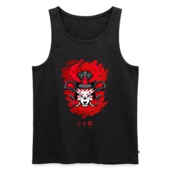 Kitsun Vaporwave Japanese Kami Vaporwave Kitsune - Men's Premium Organic Tank Top - black - Front - AI Model Male 178 light (178cm)