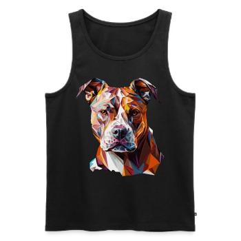 Geometric Pitbull Face Abstract Polygonal Dog Bree - Men's Premium Organic Tank Top - black - Front - AI Model Male 178 light (178cm)