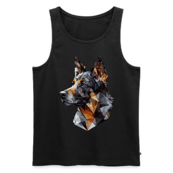 Geometric German Shepherd Ped Dog Abstract Polygon - Männer Premium Bio Tank Top - Schwarz - Vorne - AI Model Male 178 light (178cm)