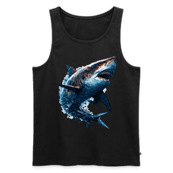 Geometric Shark Head Abstract Polygonal Wild Anima - Männer Premium Bio Tank Top - Schwarz - Vorne - AI Model Male 178 light (178cm)