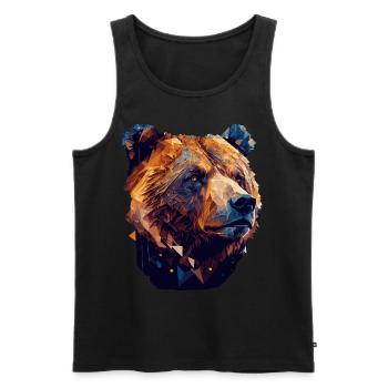 Geometric Bear Head Abstract Polygonal Wild Animal - Men's Premium Organic Tank Top - black - Front - AI Model Male 178 light (178cm)