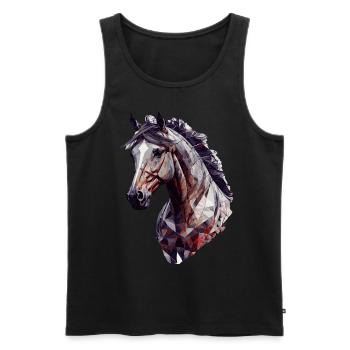 Géométrique Tête de Cheval Abstrait Polygonal Cheval Ridi - Débardeur bio Premium Homme - noir - Devant - Michal (187cm)