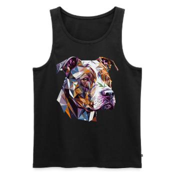 Geometric Pitbull Face Abstract Polygonal Pet Dog - Men's Premium Organic Tank Top - black - Front - AI Model Male 178 light (178cm)