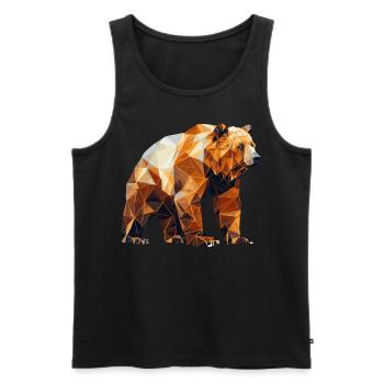 Geometric Bear Head Abstract Polygonal Wild Animal - Men's Premium Organic Tank Top - black - Front - AI Model Male 178 light (178cm)