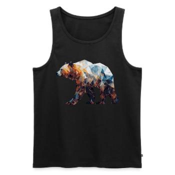 Geometric Bear Head Abstract Polygonal - Men's Premium Organic Tank Top - black - Front - AI Model Male 178 light (178cm)