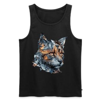 Geometric Cat Face Abstract Polygonal Pet Kitten - Männer Premium Bio Tank Top - Schwarz - Vorne - AI Model Male 178 light (178cm)
