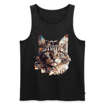 Géométrique Tête de chat abstrait Polygonal Pet Cat - Débardeur bio Premium Homme - noir - Devant - AI Model Male 178 light (178cm)
