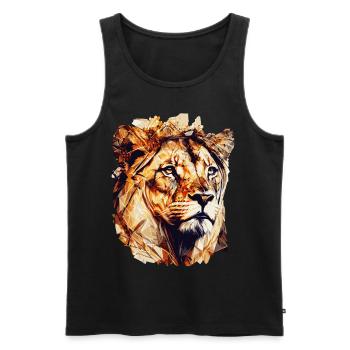 Geometric Lion Head Abstract Polygonal Wild Animal - Männer Premium Bio Tank Top - Schwarz - Vorne - Michal (187cm)