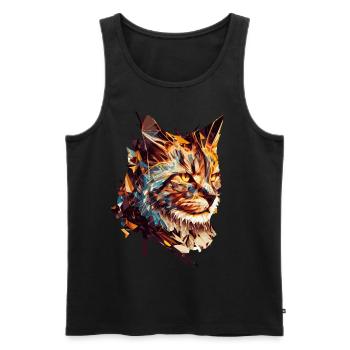 Geometric Cat Face Abstract Polygonal Pet Kitten - Männer Premium Bio Tank Top - Schwarz - Vorne - AI Model Male 178 light (178cm)