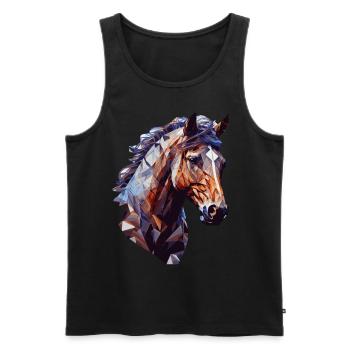 Géométrique Tête de Cheval Abstrait Polygonal Cheval Ridi - Débardeur bio Premium Homme - noir - Devant - Michal (187cm)