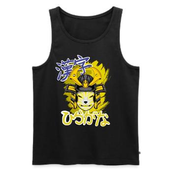 Kitsun Vaporwave Japanese Kami Vaporwave Kitsune - Men's Premium Organic Tank Top - black - Front - AI Model Male 178 light (178cm)