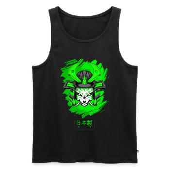 Kitsun Vaporwave Japanese Kami Vaporwave Kitsune - Men's Premium Organic Tank Top - black - Front - AI Model Male 178 light (178cm)