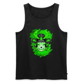 Kitsun Vaporwave Japanese Kami Vaporwave Kitsune - Men's Premium Organic Tank Top - black - Front - AI Model Male 178 light (178cm)