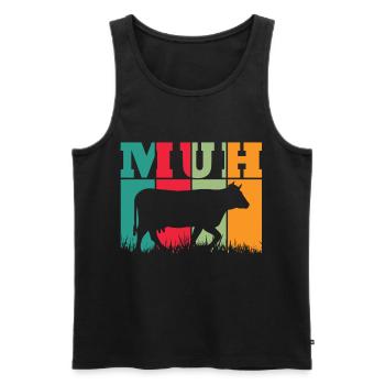 Muh Kuh - Männer Premium Bio Tank Top - Schwarz - Vorne - AI Model Male 178 light (178cm)