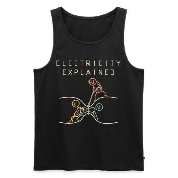 L’électricité explique la physique - Débardeur bio Premium Homme - noir - Devant - Michal (187cm)