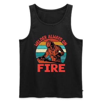 Welder Always On Fire Funny Vintage Welder Gifts - Männer Premium Bio Tank Top - Schwarz - Vorne - Michal (187cm)