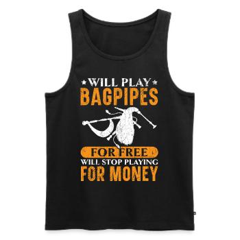 Spiele Dudelsack umsonst werde aufhören für Geld z - Männer Premium Bio Tank Top - Schwarz - Vorne - Michal (187cm)