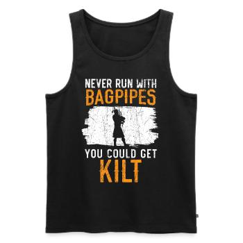 Never Run With Bagpipes You Could Get Kilt Bagpipe - Männer Premium Bio Tank Top - Schwarz - Vorne - Michal (187cm)