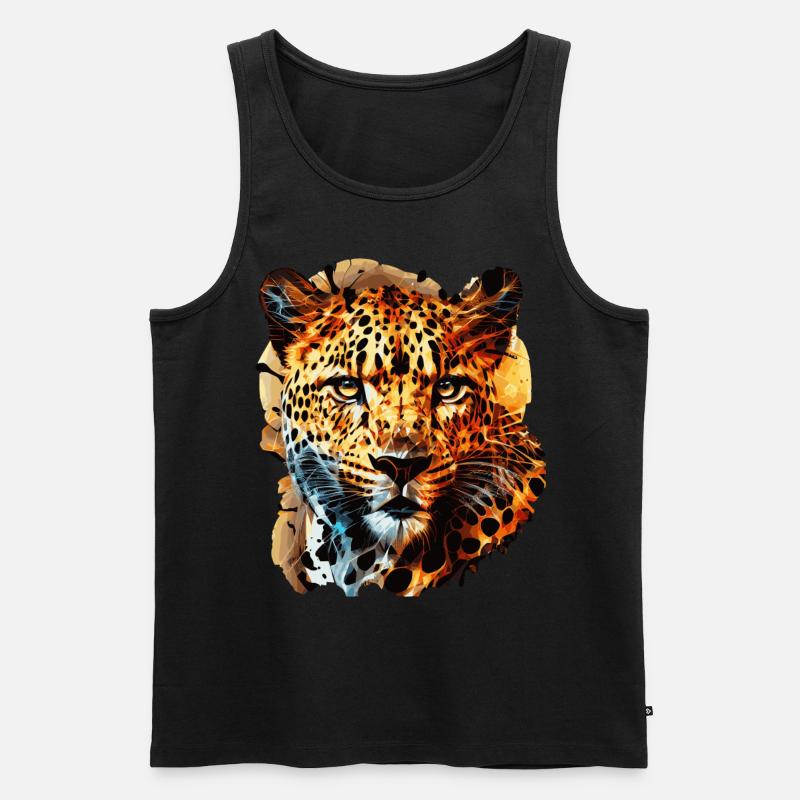 Geometric Leopard Head Abstract Polygonal - Men's Premium Organic Tank Top - black