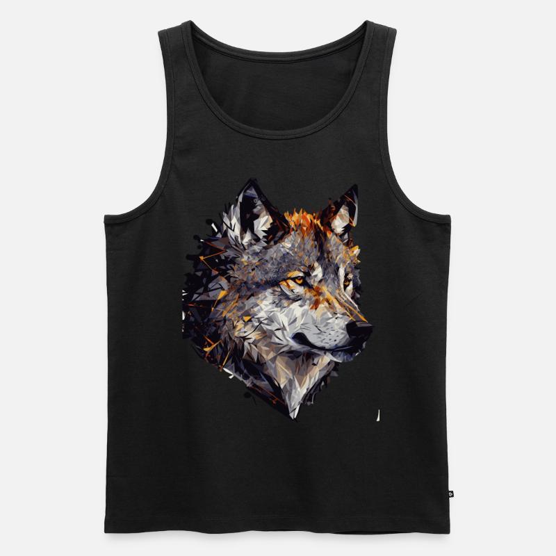Polygonale abstrait géométrique Wolf Head - Débardeur bio Premium Homme - noir