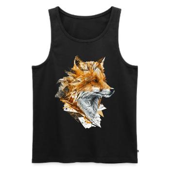 Géométrique Fox Head Abstract Polygonal Wild Animal - Débardeur bio Premium Homme - noir - Devant - Michal (187cm)