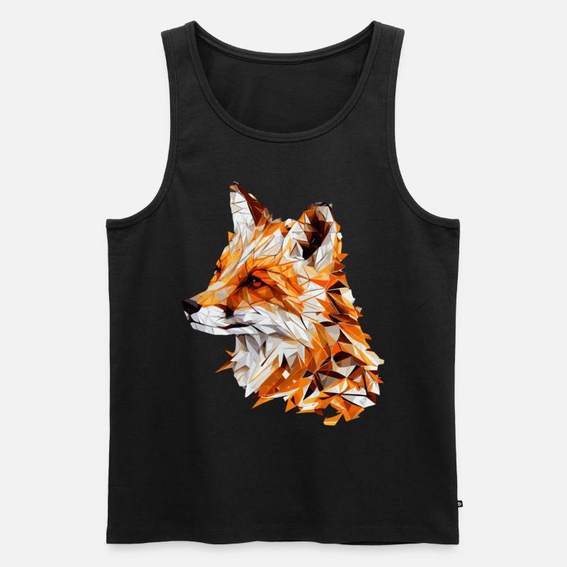 Geometric Fox Head Abstract Polygonal - Men's Premium Organic Tank Top - black