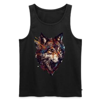 Geometric Wolf Head Abstract Polygonal - Männer Premium Bio Tank Top - Schwarz - Vorne - AI Model Male 178 light (178cm)