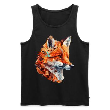 Geometric Fox Head Abstract Polygonal - Männer Premium Bio Tank Top - Schwarz - Vorne - AI Model Male 178 light (178cm)