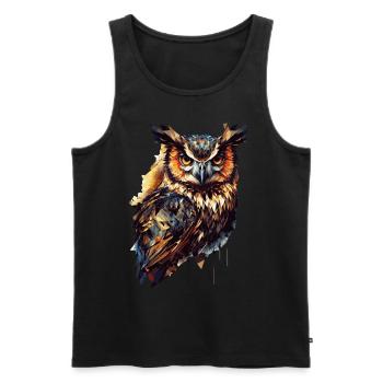 Geometric Owl Head Abstract Polygonal Bird - Men's Premium Organic Tank Top - black - Front - AI Model Male 178 light (178cm)