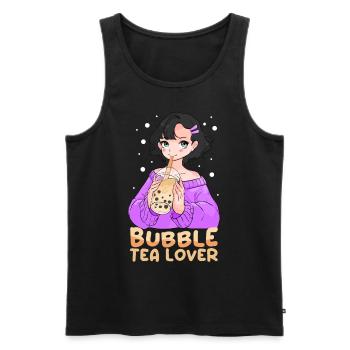Kawaii Anime Boba Thé au lait Boules de tapioca - Débardeur bio Premium Homme - noir - Devant - AI Model Male 178 light (178cm)