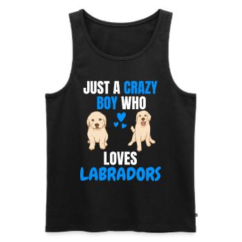 Verrückter Junge Hunde Lustiges Geschenk Labrador - Männer Premium Bio Tank Top - Schwarz - Vorne - Michal (187cm)