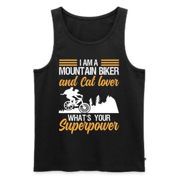 Vététiste et amoureux des chats superpuissance - Débardeur bio Premium Homme - noir - Devant - Michal (187cm)