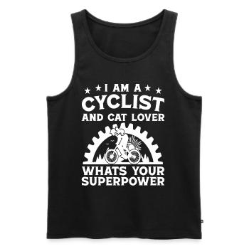 Vététiste et amoureux des chats superpuissance - Débardeur bio Premium Homme - noir - Devant - Michal (187cm)
