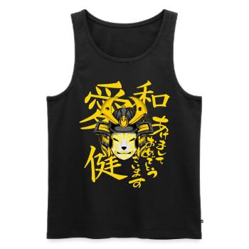 Kitsun Vaporwave Japanese Kami Vaporwave Kitsune - Men's Premium Organic Tank Top - black - Front - AI Model Male 178 light (178cm)