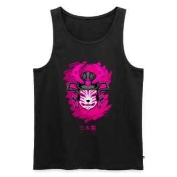 Kitsun Vaporwave Japanese Kami Vaporwave Kitsune - Men's Premium Organic Tank Top - black - Front - AI Model Male 178 light (178cm)