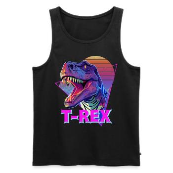 Roaring T-Rex Tyrannosaurus Rex Dinosaur Vaporwave - Männer Premium Bio Tank Top - Schwarz - Vorne - AI Model Male 178 light (178cm)