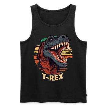 Retro Sunset T-Rex Tyrannosaurus Head Cool Dinosau - Men's Premium Organic Tank Top - black - Front - AI Model Male 178 light (178cm)