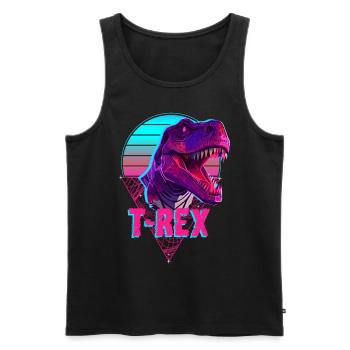 Vaporwave T-Rex Tyrannosaurus Dino Synthwave Aesth - Männer Premium Bio Tank Top - Schwarz - Vorne - Michal (187cm)