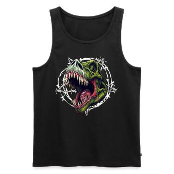 Zombie T-Rex Dinosaur Tyrannosaurus Head Gothic - Men's Premium Organic Tank Top - black - Front - Michal (187cm)